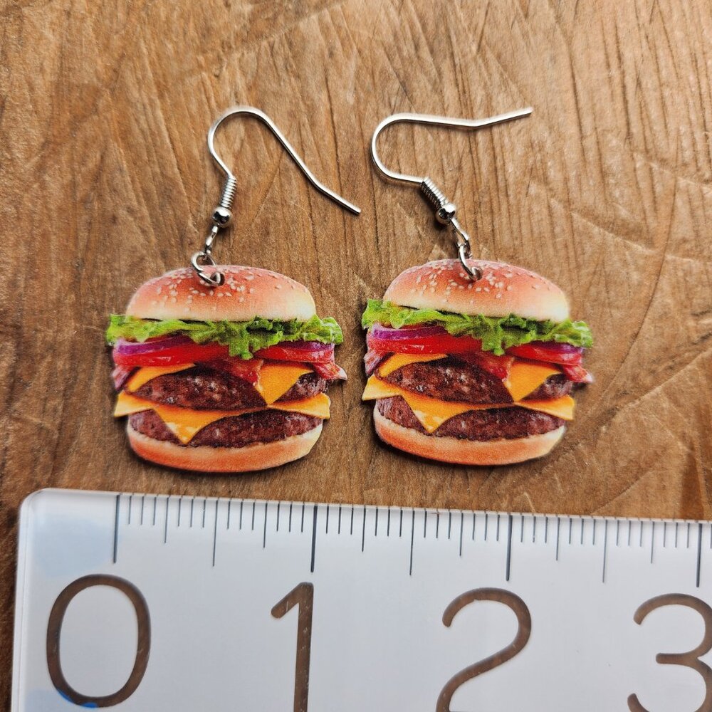 NEW! CHEESEBURGER Earrings Hamburger Earrings Womens Earrings Jewelry Girls